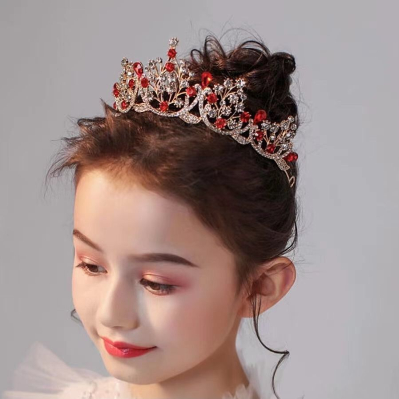 Barokni dječji tiara za kosu, zlitina, bijeli kristali, ručno izrađeno