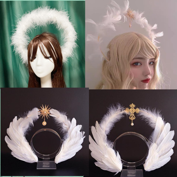 Galvas lentīte ar aureolu, krustu un spalvām — Materiāls: kokvilna un lina; Zīmols: cits; Izcelsme: Cita; Piegādes gads/sezona: Cits