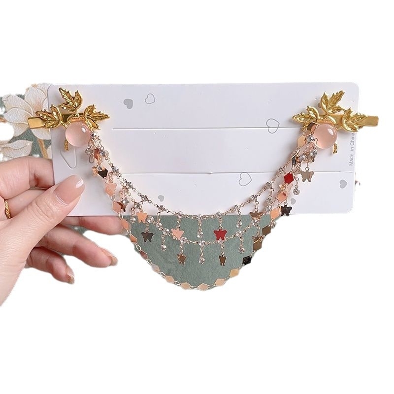 Dječja kopča za kosu s čelnom lancem, etnički stil, metal, kapljasti oblik, cvjetni uzorak