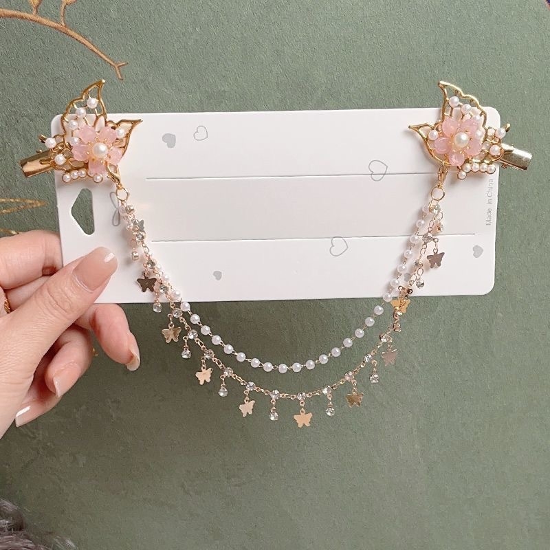 Dječja kopča za kosu s čelnom lancem, etnički stil, metal, kapljasti oblik, cvjetni uzorak