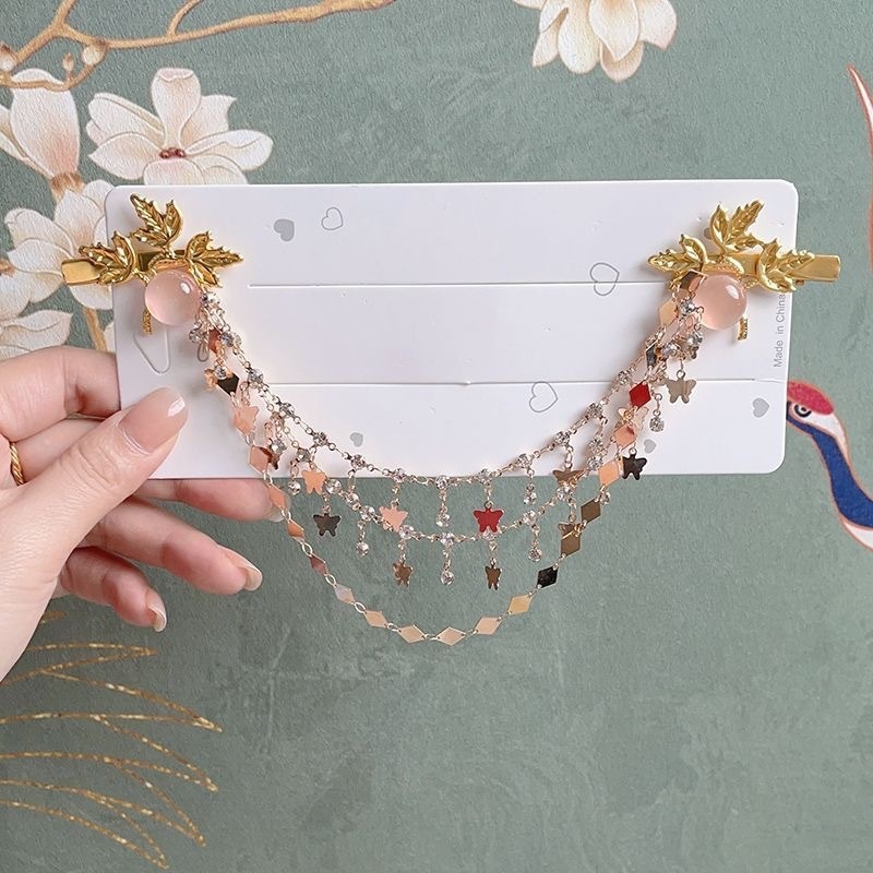 Dječja kopča za kosu s čelnom lancem, etnički stil, metal, kapljasti oblik, cvjetni uzorak