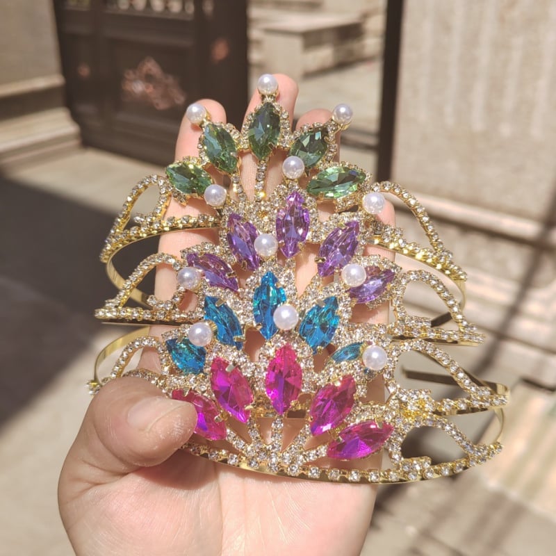 Dječji klips za kosu u obliku krune sa kristalima, oblik suze, elektroplatiranje, u stilu zvijezde