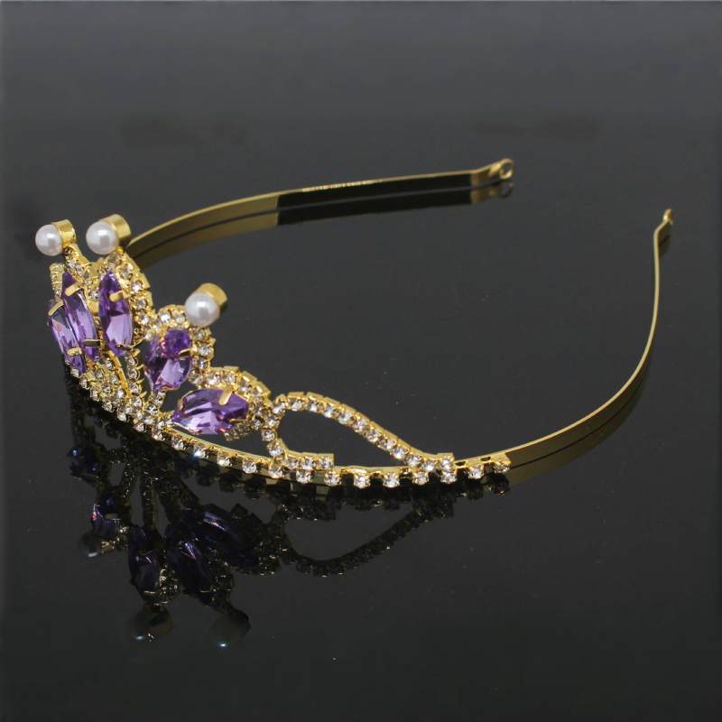 Dječji klips za kosu u obliku krune sa kristalima, oblik suze, elektroplatiranje, u stilu zvijezde