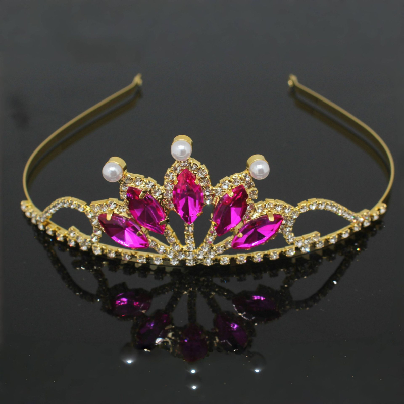 Dječji klips za kosu u obliku krune sa kristalima, oblik suze, elektroplatiranje, u stilu zvijezde