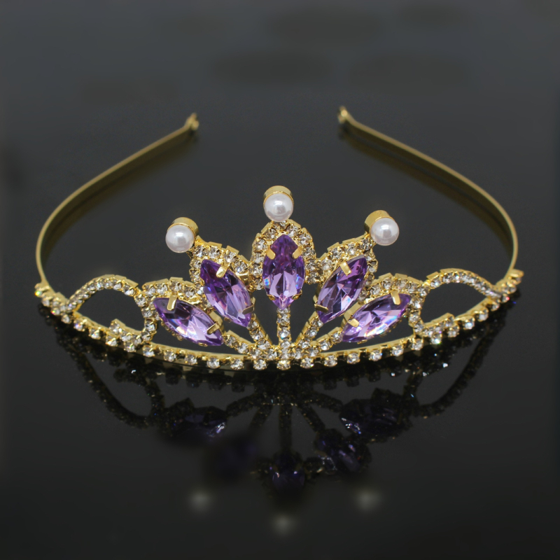 Dječji klips za kosu u obliku krune sa kristalima, oblik suze, elektroplatiranje, u stilu zvijezde