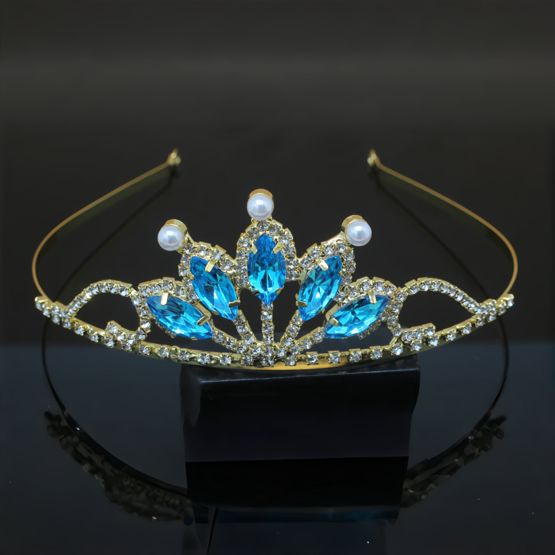 Dječji klips za kosu u obliku krune sa kristalima, oblik suze, elektroplatiranje, u stilu zvijezde