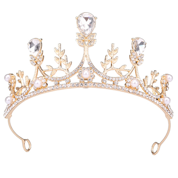 Dječja kruna tiara s kristalima, legura, dizajn krune i cvijeta, elektroplatiranje