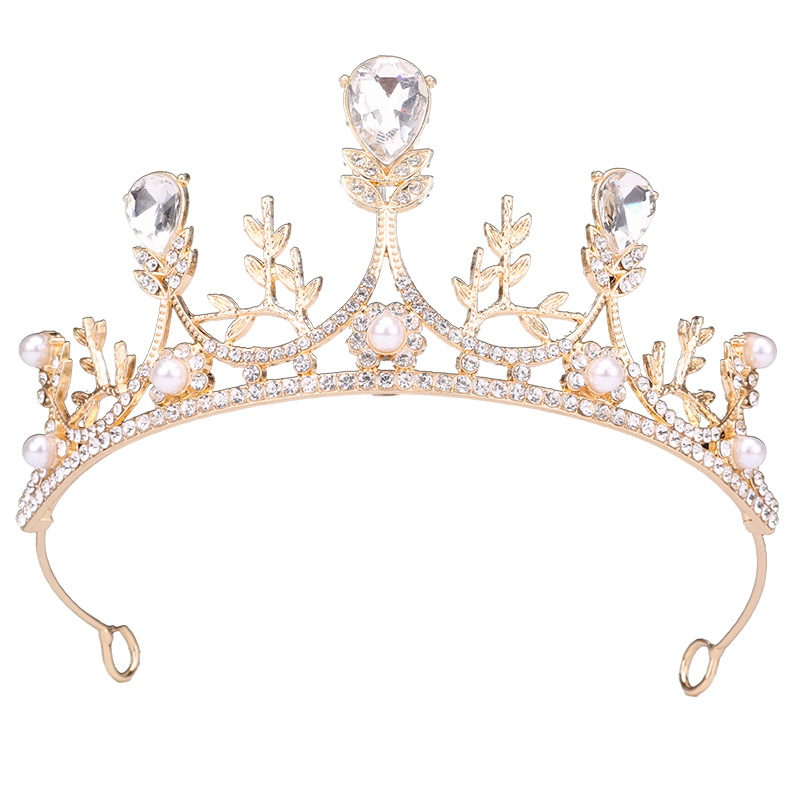 Dječja kruna tiara s kristalima, legura, dizajn krune i cvijeta, elektroplatiranje