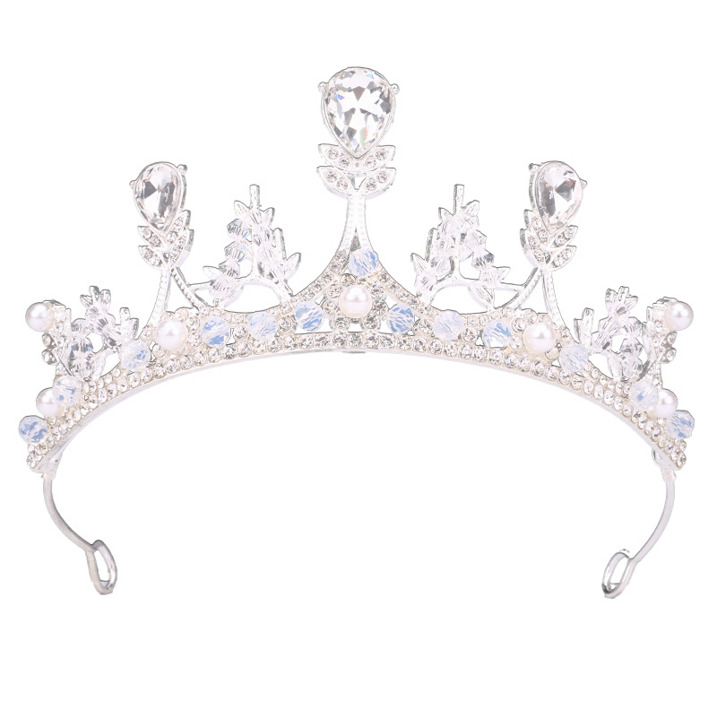 Dječja kruna tiara s kristalima, legura, dizajn krune i cvijeta, elektroplatiranje