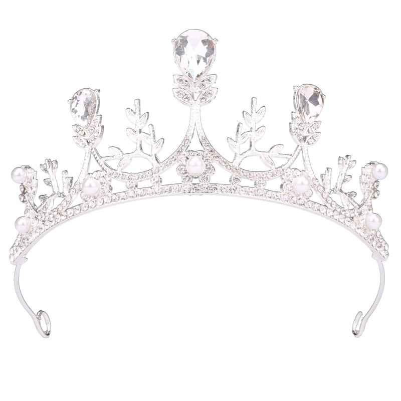 Dječja kruna tiara s kristalima, legura, dizajn krune i cvijeta, elektroplatiranje