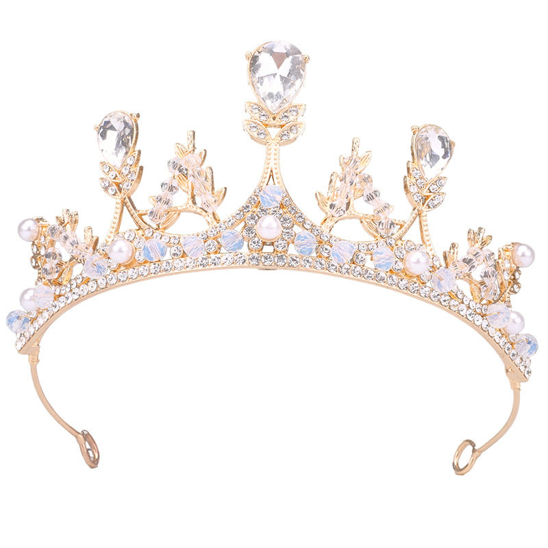 Dječja kruna tiara s kristalima, legura, dizajn krune i cvijeta, elektroplatiranje
