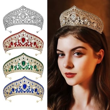 Barokna Krona Boginje – metalna kruna s kristalima, ručno izrađena, ženski dodatak za ceremonije