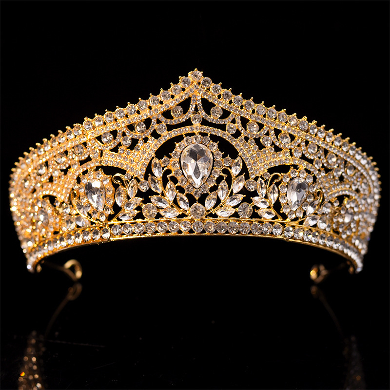 Barokna Krona Boginje – metalna kruna s kristalima, ručno izrađena, ženski dodatak za ceremonije