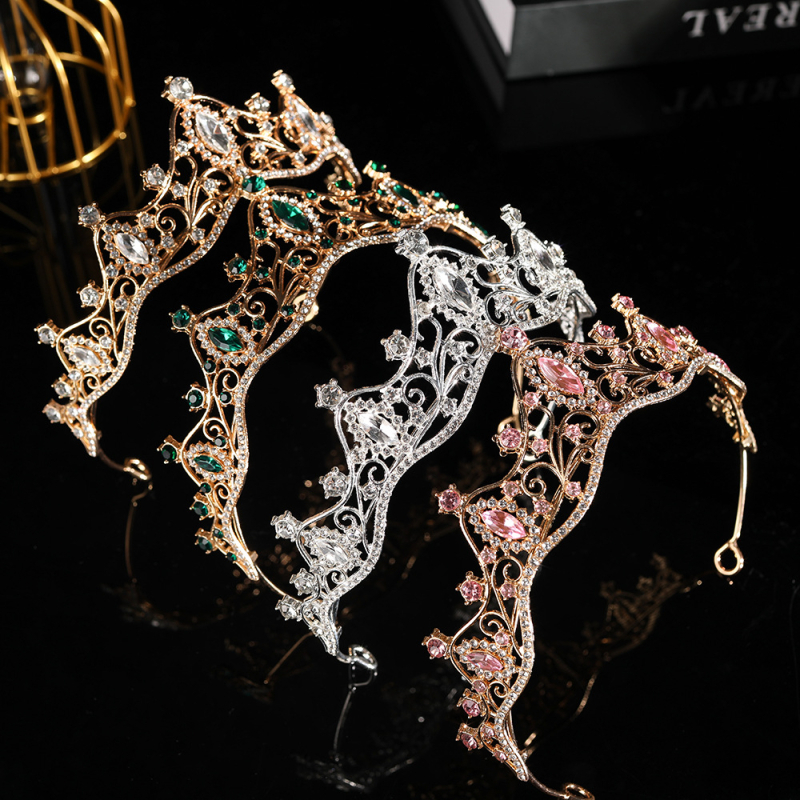 Kruna tiara za žene - legura, Rhinestone kristali, elektroplatiranje, modni dodatak za kosu