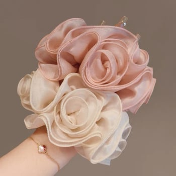 Prsten za kosu s cvijetom, ručno izrađeno od tekstila, korejski stil, visoka elastičnost, svježe i slatko — ljeto 2024