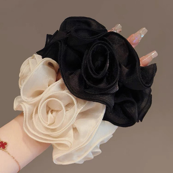 Prsten za kosu s cvijetom, ručno izrađeno od tekstila, korejski stil, visoka elastičnost, svježe i slatko — ljeto 2024