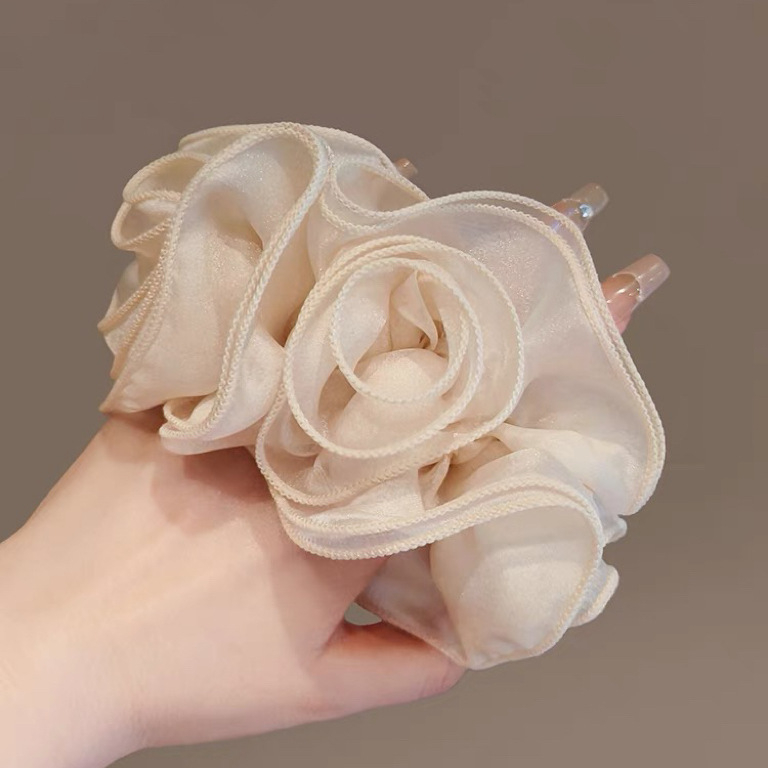 Prsten za kosu s cvijetom, ručno izrađeno od tekstila, korejski stil, visoka elastičnost, svježe i slatko — ljeto 2024