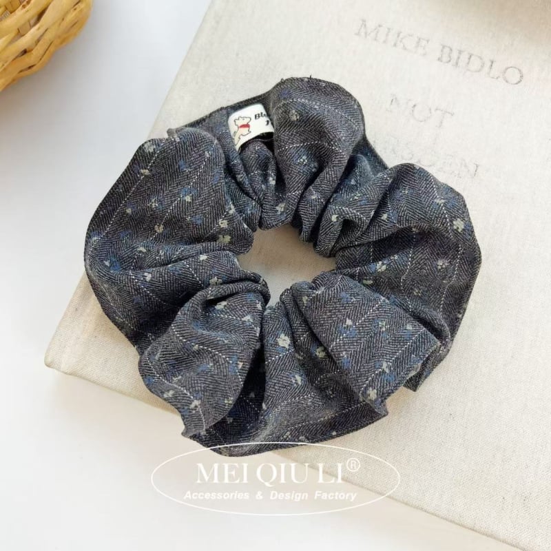 Scrunchie za kosu s plišanim medom i denim printom, korejskog stila, tkanina, visoka elastičnost, precizna izrada