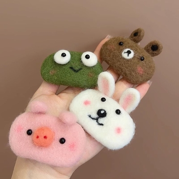 Klip za kosu s zecom od vunenog filca - ručno izrađeno, gripper tip, crtani stil, za žene, jesen 2024