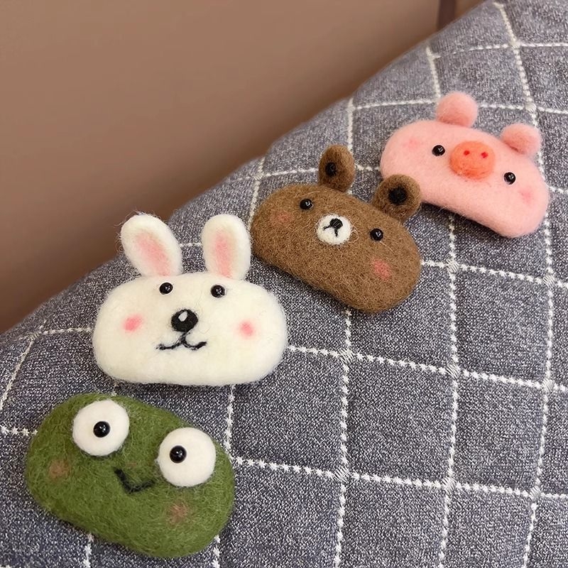 Klip za kosu s zecom od vunenog filca - ručno izrađeno, gripper tip, crtani stil, za žene, jesen 2024