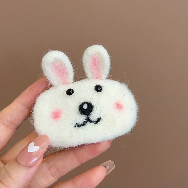 Klip za kosu s zecom od vunenog filca - ručno izrađeno, gripper tip, crtani stil, za žene, jesen 2024