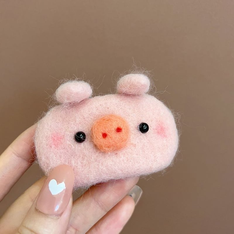 Klip za kosu s zecom od vunenog filca - ručno izrađeno, gripper tip, crtani stil, za žene, jesen 2024