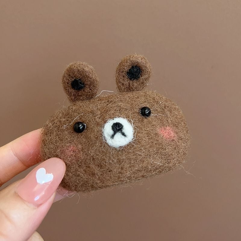 Klip za kosu s zecom od vunenog filca - ručno izrađeno, gripper tip, crtani stil, za žene, jesen 2024