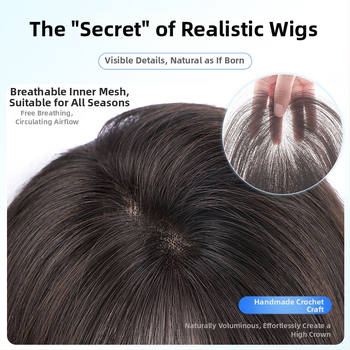 Plaukų papildinys slepiant pilkus plaukus, viršutinio plaukų tūrio papildymas, natūralus nematomas įspūdis, pilni žmogaus plaukai, rankų audimas, tiesus, dažomas arba perm