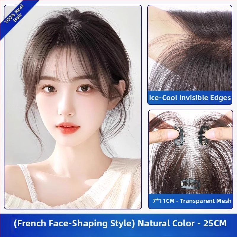 Plaukų papildinys slepiant pilkus plaukus, viršutinio plaukų tūrio papildymas, natūralus nematomas įspūdis, pilni žmogaus plaukai, rankų audimas, tiesus, dažomas arba perm