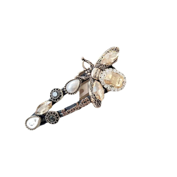 Корейски стил кристален клип за коса с мотив пчела, капковидна форма, електроплатина