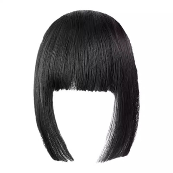 Parūka ar bangs — Princess cut, karstumizturīgs šķiedras materiāls, mehāniskā apstrāde, bangs taisnas vai slīpās, sievietēm, piemērots visām sejas formām