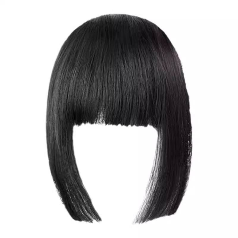 Parūka ar bangs — Princess cut, karstumizturīgs šķiedras materiāls, mehāniskā apstrāde, bangs taisnas vai slīpās, sievietēm, piemērots visām sejas formām