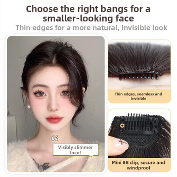 Sieviešu parūka ar diagonālajām bangs — temperatūrai izturīgas šķiedras; dabīga matu līnija; piemērota visām sejas formām; nav permas vai krāsošanas