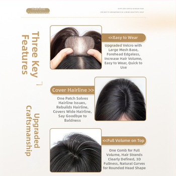 Sieviešu parūka ar bangs, modeļa Gourd Velcro, augstas temperatūras izturīga šķiedra, daļēji rokām adīta, pūkaina un dabiska izskats, slēpj pelēkus matus un piešķir apjomu; bangs var būt taisnas vai sānu