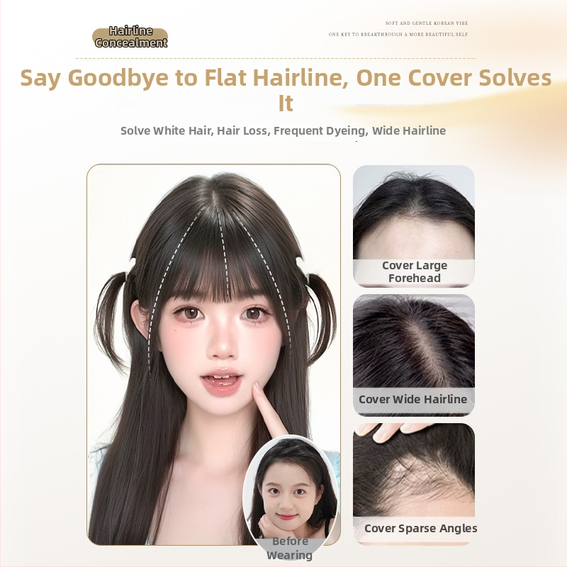 Sieviešu parūka ar bangs, modeļa Gourd Velcro, augstas temperatūras izturīga šķiedra, daļēji rokām adīta, pūkaina un dabiska izskats, slēpj pelēkus matus un piešķir apjomu; bangs var būt taisnas vai sānu