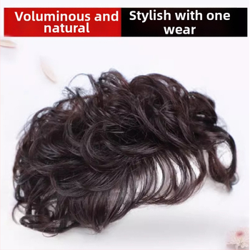 Moterų paruka su trumpais garbanotais plaukais, natūralus įvaizdis, įstrižos kirpčiukai, atsparios aukštai temperatūrai skaidulos, mechaninė konstrukcija