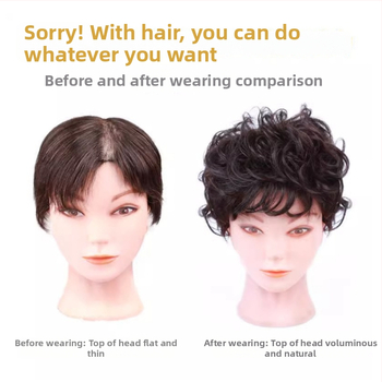 Moterų paruka su trumpais garbanotais plaukais, natūralus įvaizdis, įstrižos kirpčiukai, atsparios aukštai temperatūrai skaidulos, mechaninė konstrukcija