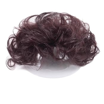 Moterų paruka su trumpais garbanotais plaukais, natūralus įvaizdis, įstrižos kirpčiukai, atsparios aukštai temperatūrai skaidulos, mechaninė konstrukcija