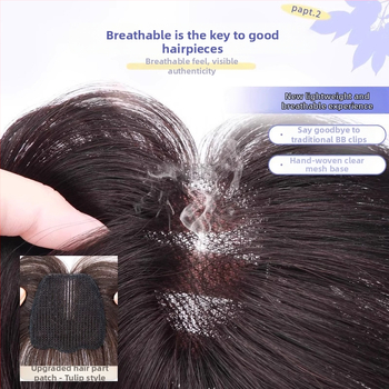 Ice Chu Patch no realiem cilvēka matiem ar režģa pamatu, ārkārtīgi plāns elpojošs augšējais segments, magiskā līmlente, sievietēm, ar augstu kroni