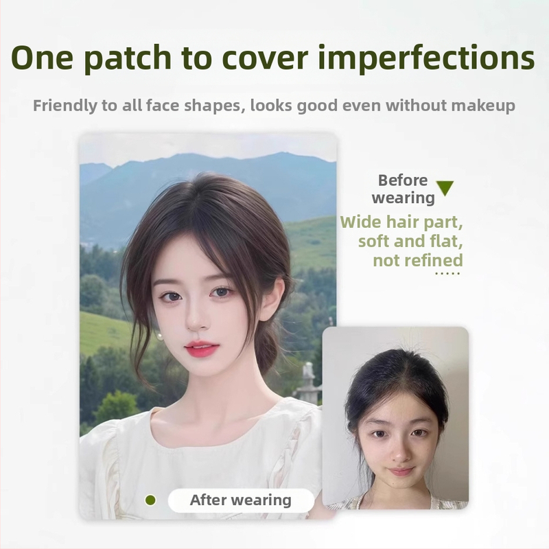 Ice Chu Patch no realiem cilvēka matiem ar režģa pamatu, ārkārtīgi plāns elpojošs augšējais segments, magiskā līmlente, sievietēm, ar augstu kroni