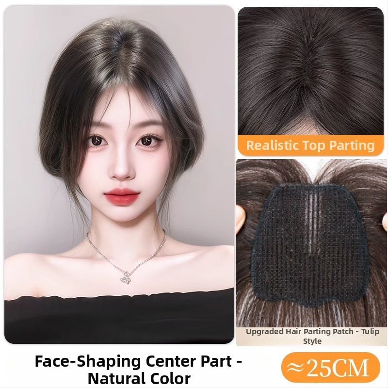 Ice Chu Patch no realiem cilvēka matiem ar režģa pamatu, ārkārtīgi plāns elpojošs augšējais segments, magiskā līmlente, sievietēm, ar augstu kroni