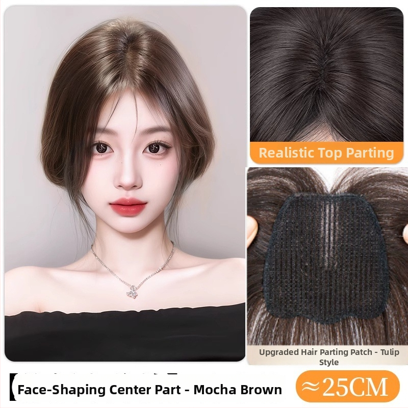 Ice Chu Patch no realiem cilvēka matiem ar režģa pamatu, ārkārtīgi plāns elpojošs augšējais segments, magiskā līmlente, sievietēm, ar augstu kroni