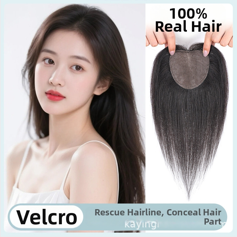 Karūnos plaukų papildas su lipnia juostele, tikri plaukai, tiesūs, rankų darbo
