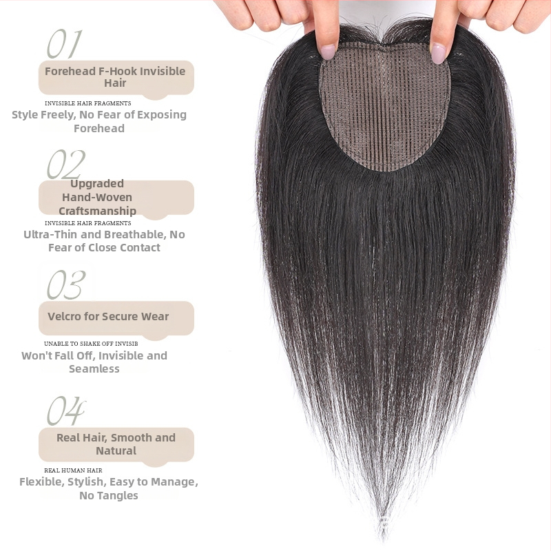 Karūnos plaukų papildas su lipnia juostele, tikri plaukai, tiesūs, rankų darbo