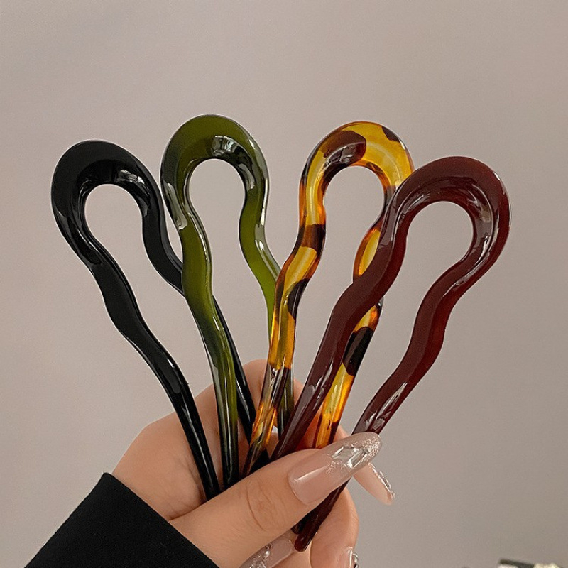 Dámska spona do vlasov – Spona do vlasov vo forme U s vlniacim dizajnom pre ženy, čínske štýl, z plastu/živice, jar 2025