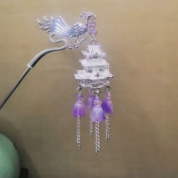 Ženska špica za kosu u antičkom stilu s resicama, geometrijskog oblika, od legure, elektroplatirano