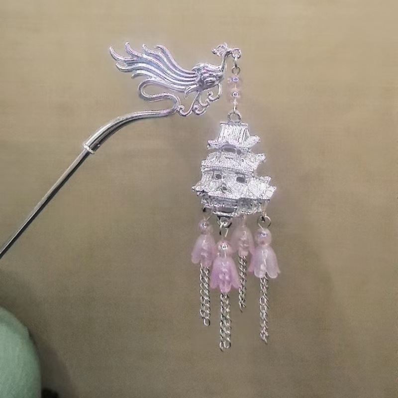 Ženska špica za kosu u antičkom stilu s resicama, geometrijskog oblika, od legure, elektroplatirano