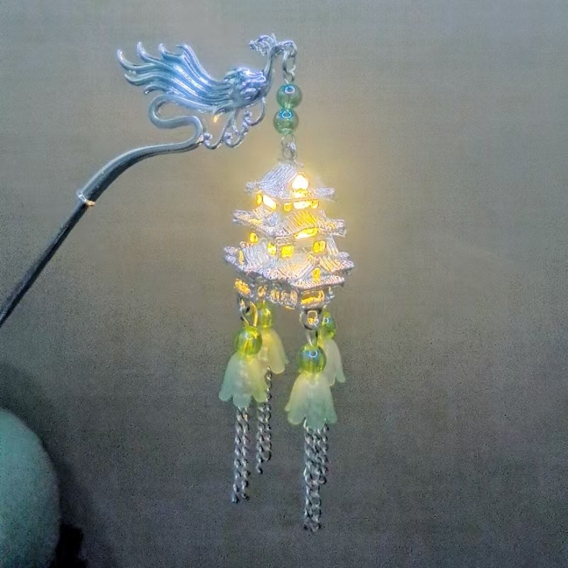 Ženska špica za kosu u antičkom stilu s resicama, geometrijskog oblika, od legure, elektroplatirano