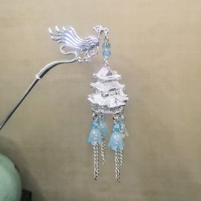 Ženska špica za kosu u antičkom stilu s resicama, geometrijskog oblika, od legure, elektroplatirano