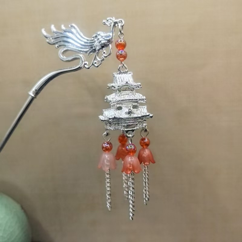 Ženska špica za kosu u antičkom stilu s resicama, geometrijskog oblika, od legure, elektroplatirano